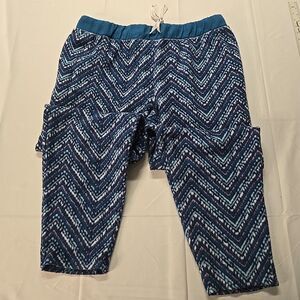 Cuddl Duds Womens Fleece Pajama Pants XL Blue Chevron Fuzzy Soft Girl Loungewear